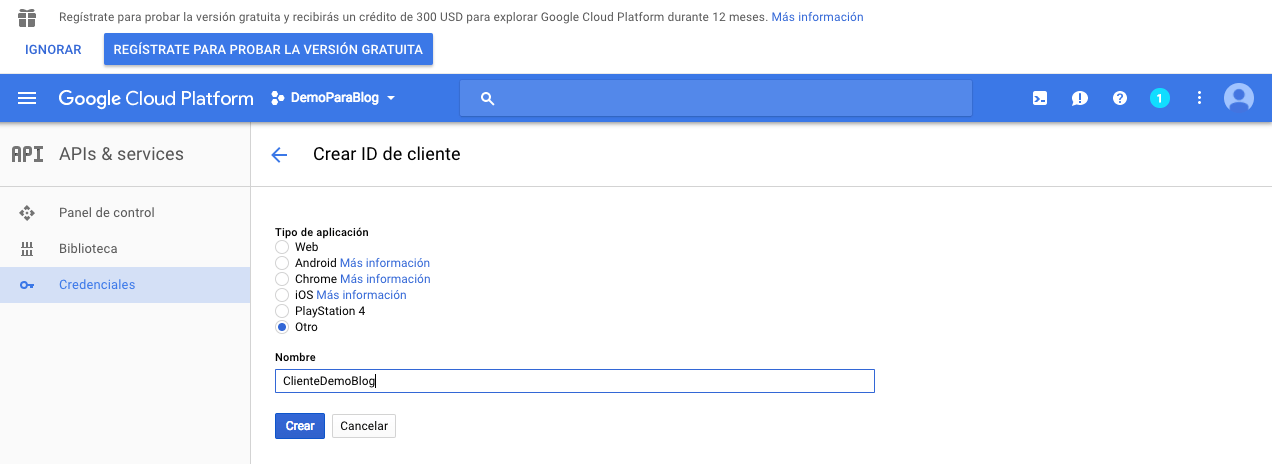Crear ID de cliente - DemoParaBlog 2017-08-16 8 a.m.8-20-17